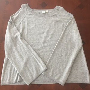 Gap open-shouldered gray merino wool/nylon sweater